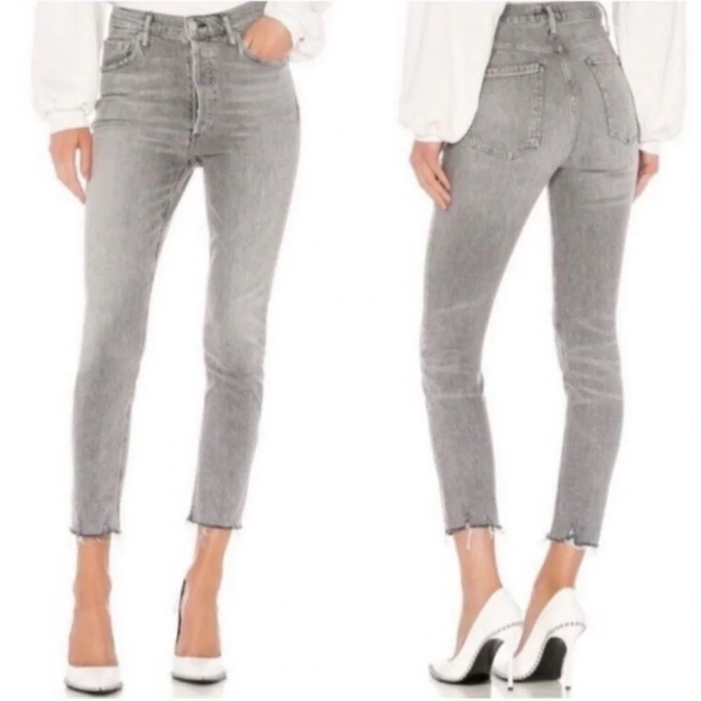 AGOLDE Nico High Rise Slim Risk Gray Wash Jeans Size 33